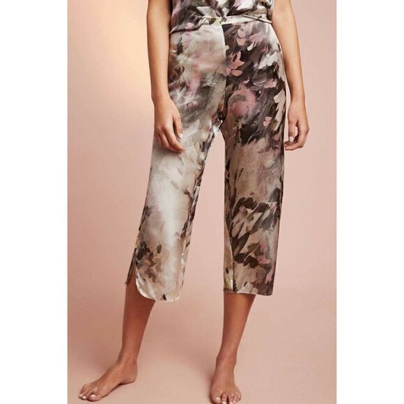 NEW ANTHROPOLOGIE SAMANTHA CHANG BRUSHSTROKE SILK SLEEP PANTS - Picture 2 of 5